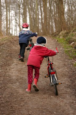 Children with bike clipart