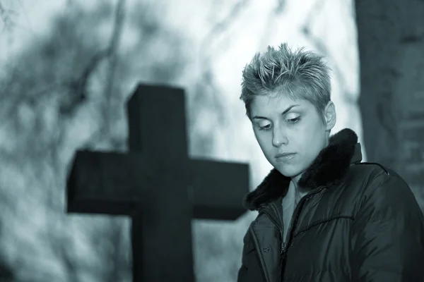 stock image Woman and cross