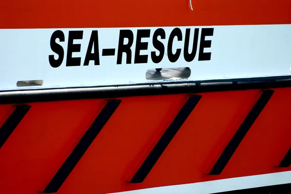 Córsega: barco de resgate marítimo na Baía de Calvi — Fotografia de Stock