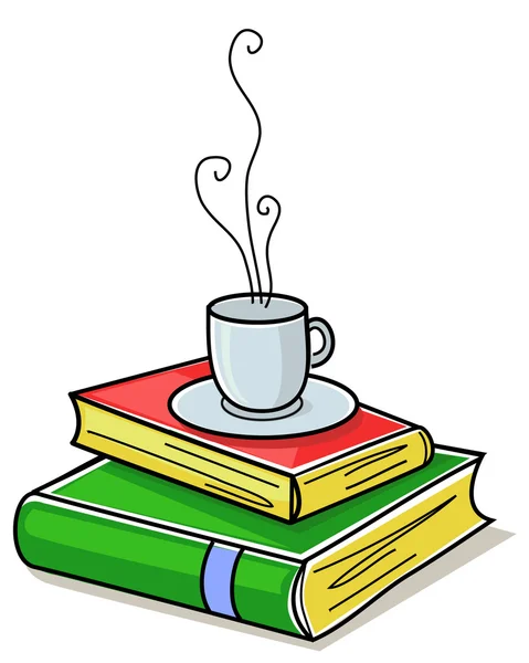 stock vector Books and cup of coffee