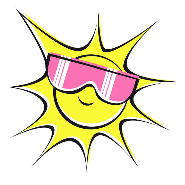 Sun wearing pink sun glasses — Stock Vector