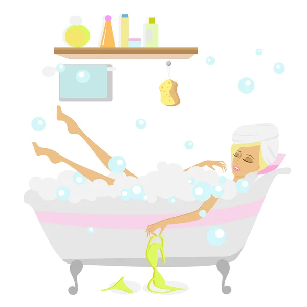 Kobieta biorąca kąpiel — Wektor stockowy
