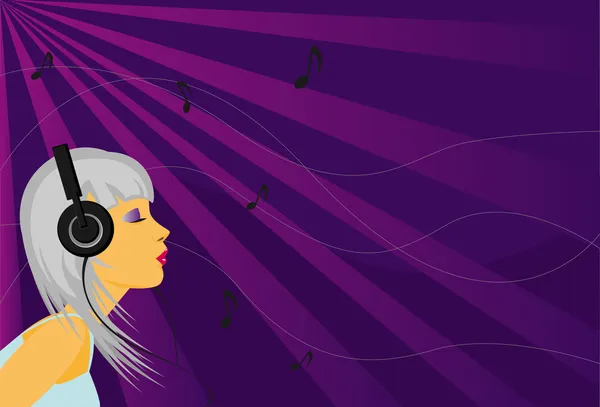 Femme écoutant la musique — Image vectorielle