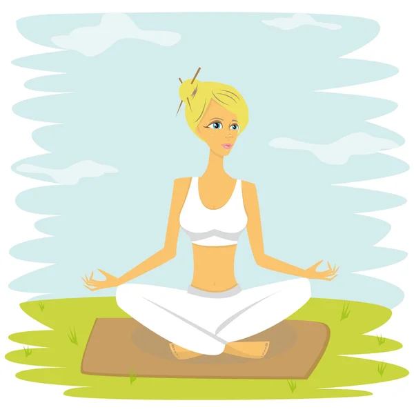 Meditazione bella donna — Vettoriale Stock