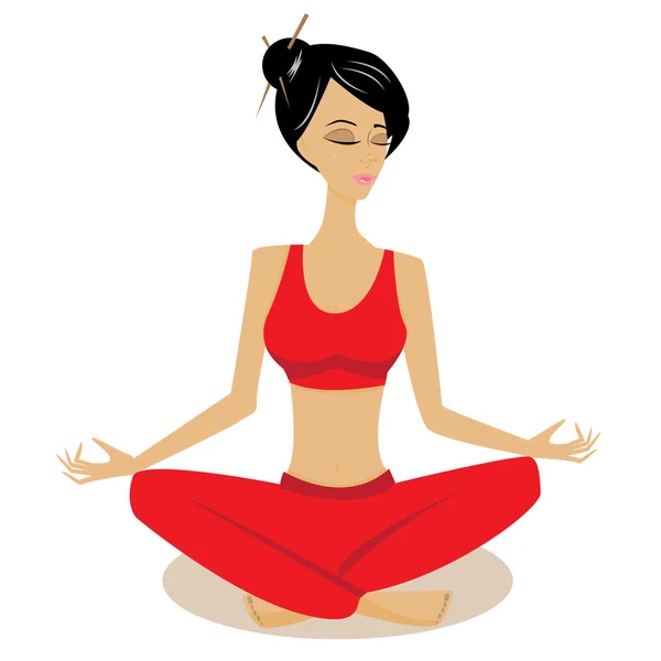 Meditazione bella donna — Vettoriale Stock