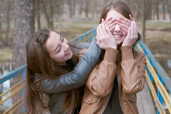 Dva happy dospívající přátelé — Stock fotografie