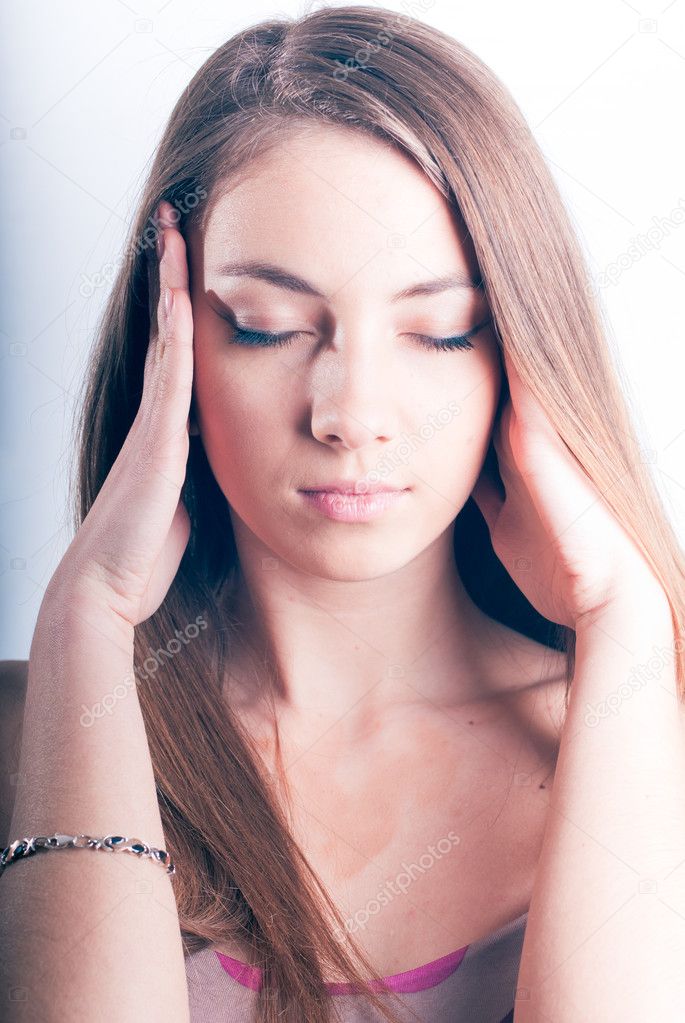 Young female with headache