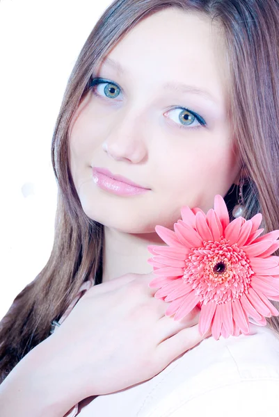 Young girl with gerbera — Stock Photo, Image
