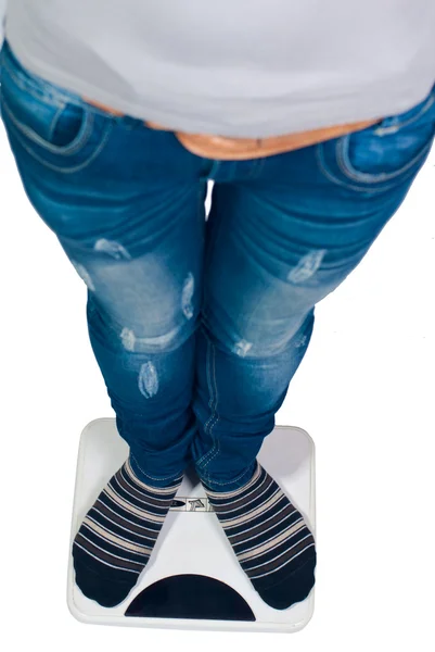 Mädchen auf den Gewichten — Stockfoto