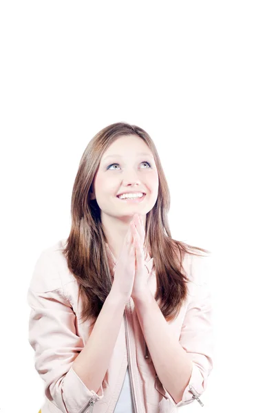Beautiful young girl praying — Stock Photo, Image