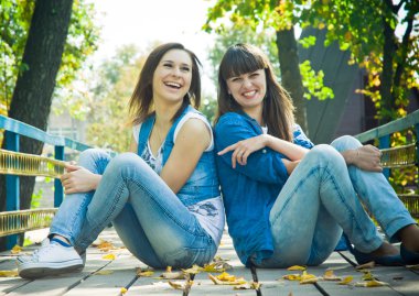 Two girls laughing clipart