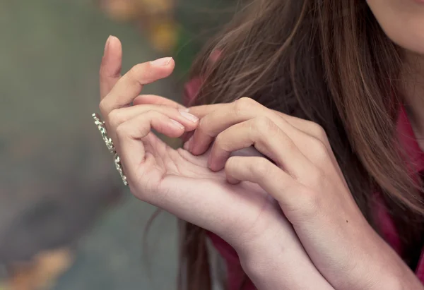 Young woman hands closeup — Stock Photo, Image