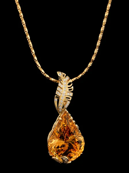 Gyllene hänge med pärla och diamanter — Stockfoto