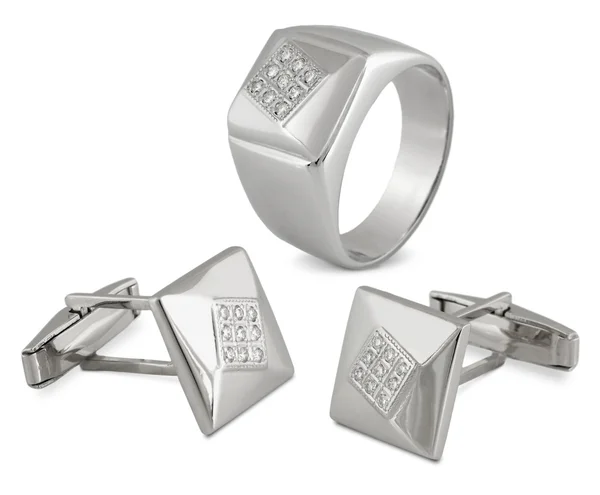 Mans jewelry set with diamonds — Stock Photo, Image