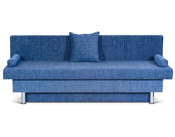 Niebieska kanapa na biały — Zdjęcie stockowe