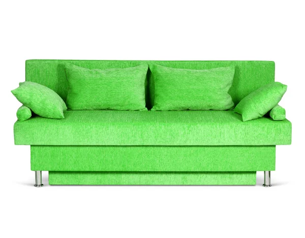 Sofá verde no branco — Fotografia de Stock