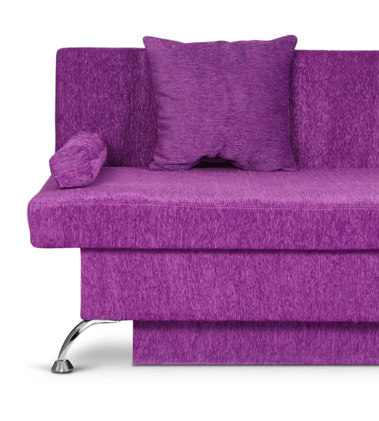 Sofá violeta em branco — Fotografia de Stock