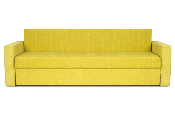 Żółty kanapa na biały — Zdjęcie stockowe