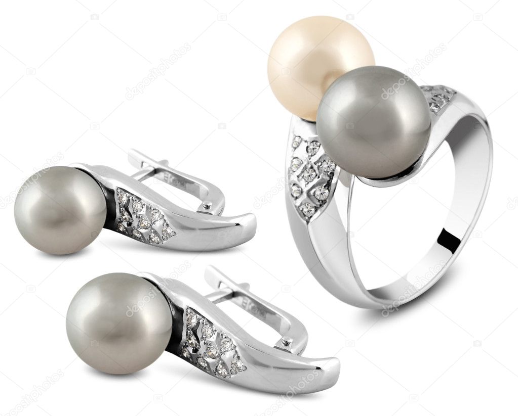Jewelry set isolated on white