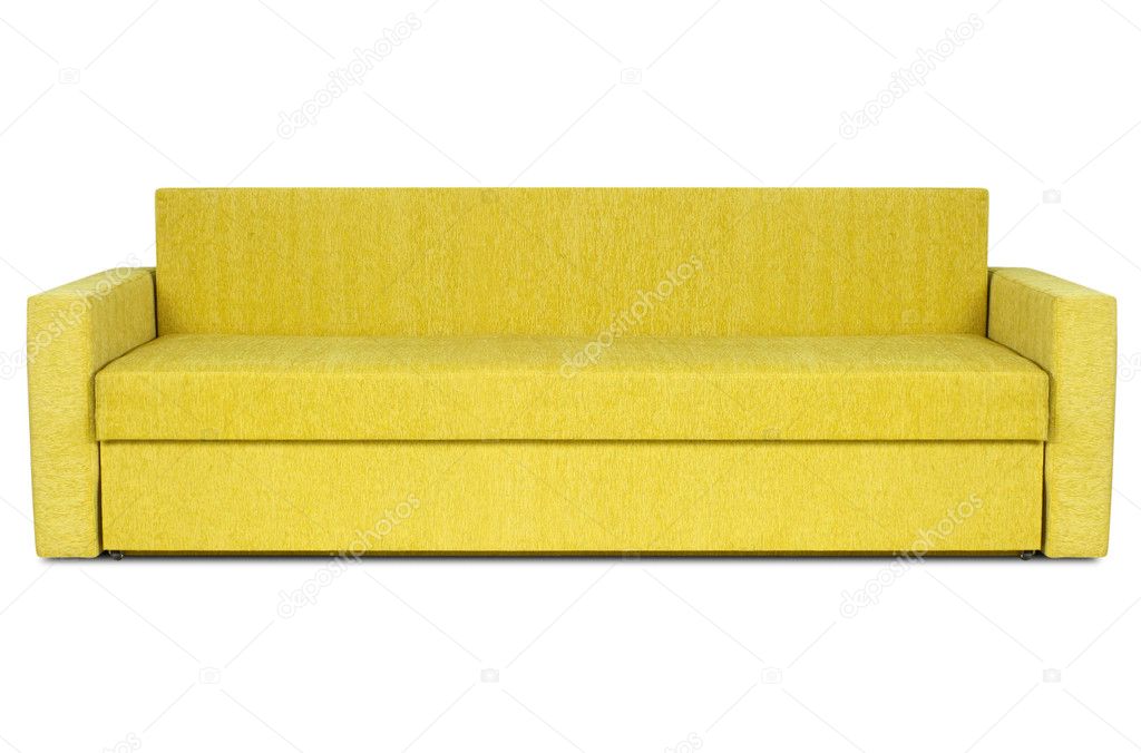 Yellow sofa on white