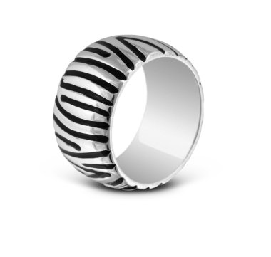 Striped silver ring isolated on white clipart