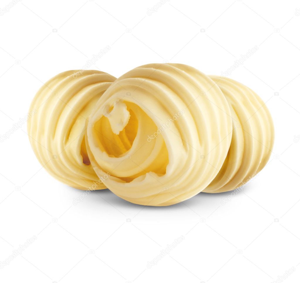 Butter curls isolated on white