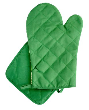 Green heat protective mitten clipart