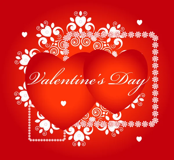 Deux cœurs avec motif décoratif pour la Saint Valentin — Image vectorielle