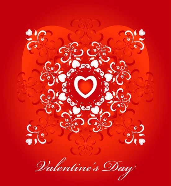 Coeur rouge avec motif décoratif et boucle — Image vectorielle