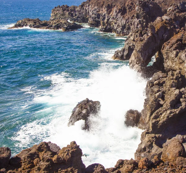 Vista de Los Hervideros del Água em Lanzarote, Ilhas Canárias, Sp — Fotografia de Stock