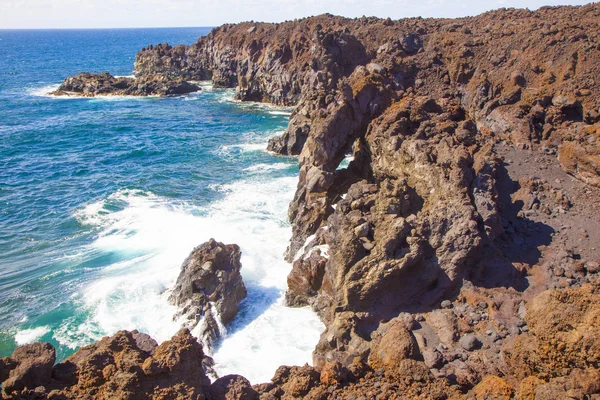 Vista de Los Hervideros del Água em Lanzarote, Ilhas Canárias, Sp — Fotografia de Stock