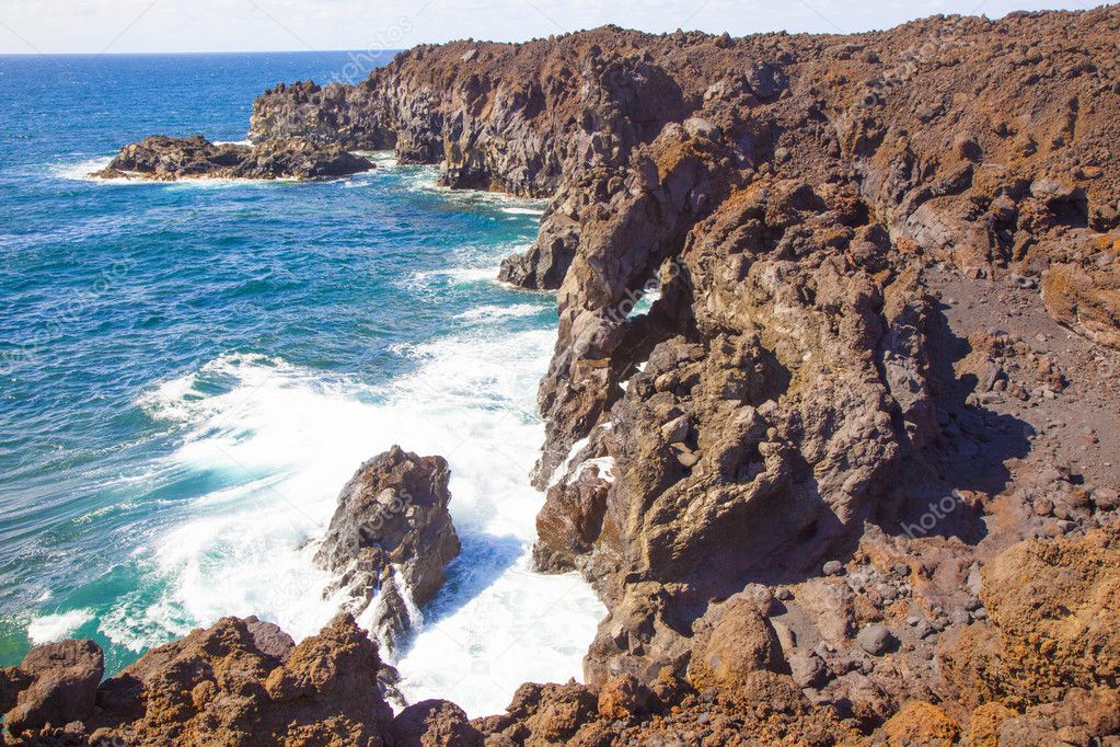 View of Los Hervideros del Agua in Lanzarote, Canary Islands, Sp