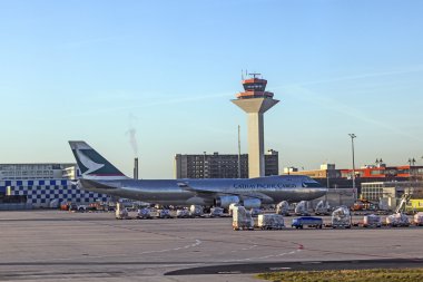 Cathay kargo jumbo navlun rhein Havaalanı erken sabah ile