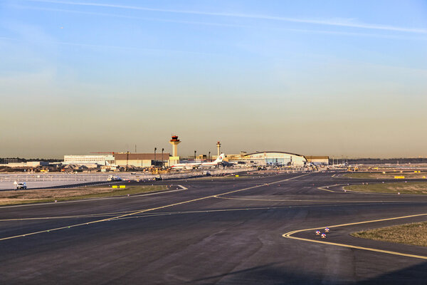 Aircrafts at Lufthansa Technik wharft at Rhein Main airport in s
