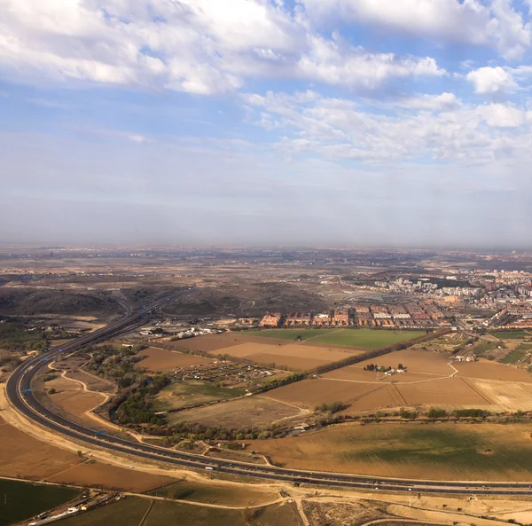 Aerial of countryside and fields around madrid — Stock Photo, Image