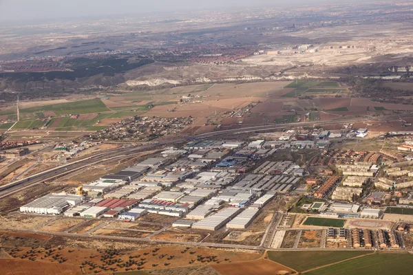 Luchtfoto van platteland en velden rond madrid — Stockfoto