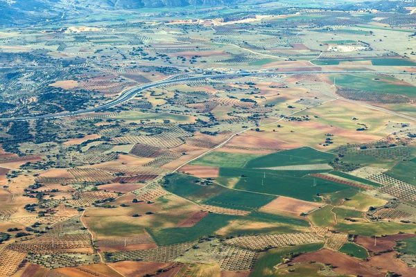 stock image Aerial of countryside and fields around madrid