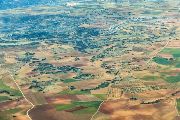 Antenne der Landschaft und Felder rund um Madrid — Stockfoto
