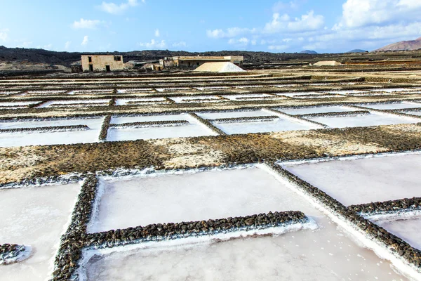 Bassins de sel dans la saline de Janubio — Photo