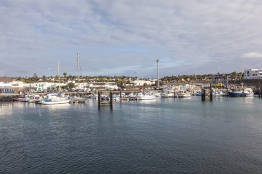 Boats lying in the harbor