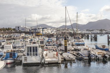 Boats lying in the harbor