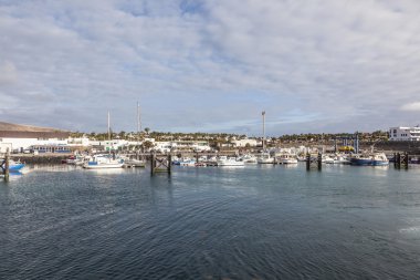 Boats lying in the harbor