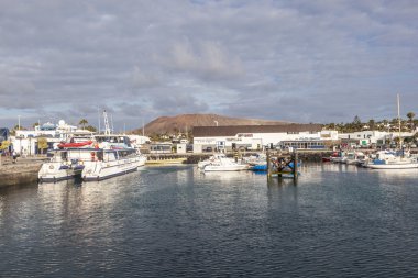 Boats lying in the harbor