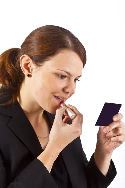 Business woman with lipstick — Stock Photo, Image