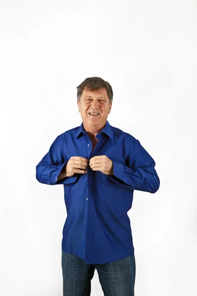 Homem de negócios se vestir com uma camisa azul — Fotografia de Stock