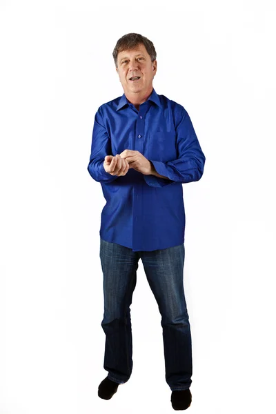 Бізнесмен одягається з синьою сорочкою — стокове фото