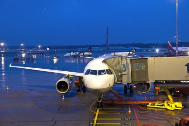 Deicing of the Lufthansa plane clipart