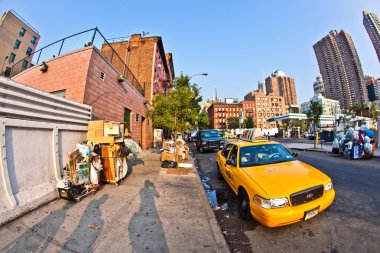 Downtown streetview at the east harbor side in late afternoon clipart