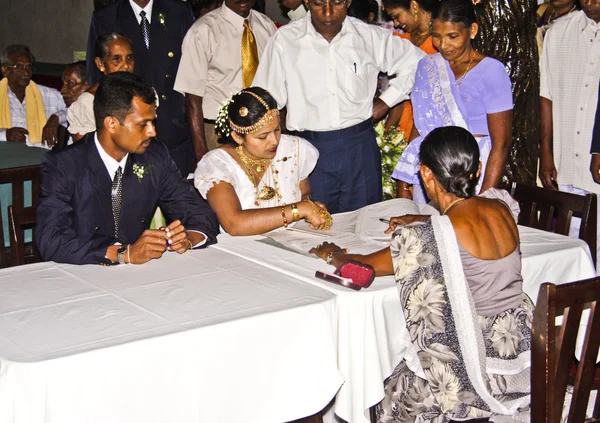 stock image Typical Wedding ceremony with wedding registry in the Hotel