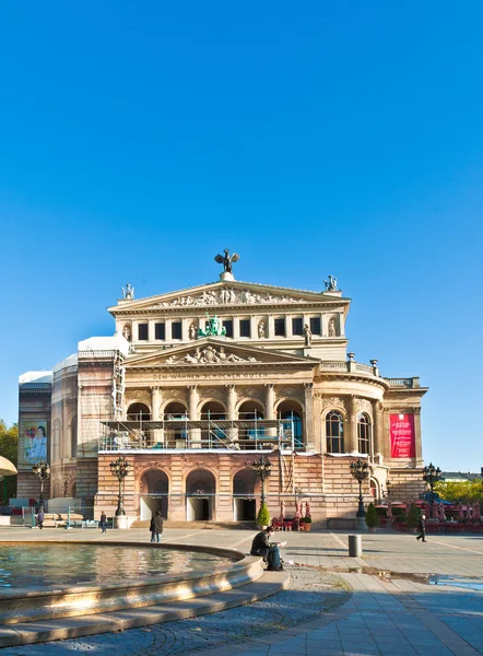 Weergave voor de wederopbouw van opera house in frankfurt — Stockfoto